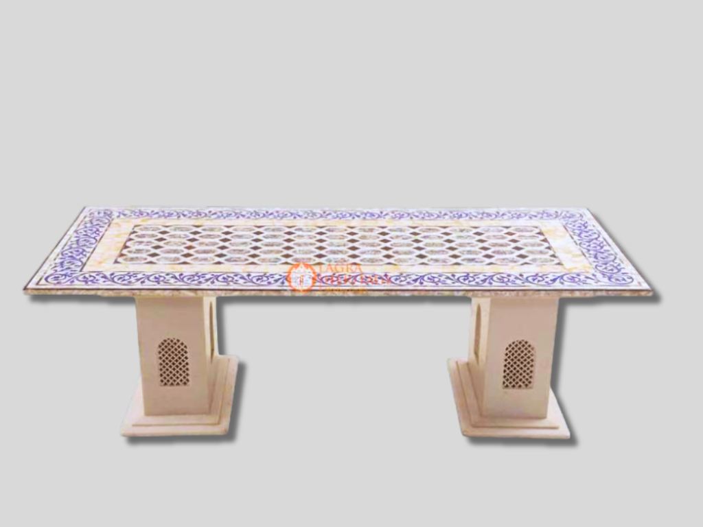 Marble Center Top Table Lapis Fine Floral Pietradura Art